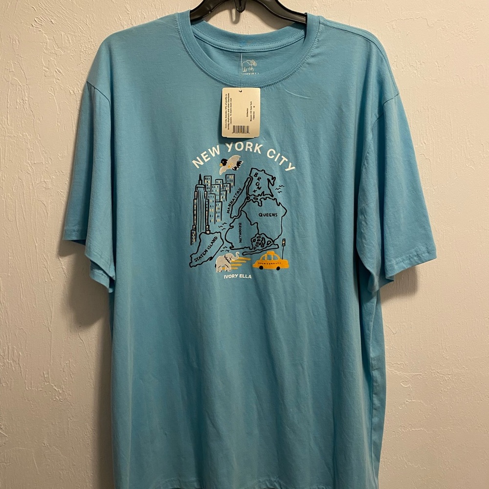 Ivory Ella New York City Turquoise Oversized Graphic Tee Size Medium